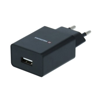 SWISSTEN SÍŤOVÝ ADAPTÉR SMART IC 1x USB 1A POWER + DATOVÝ KABEL USB / TYPE C 1,2 M ČERNÝ
