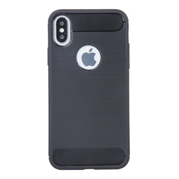 Zadní silikonový kryt Carbon pro iPhone XS - Černý