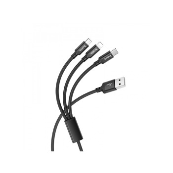 Hoco nabíjecí / datový kabel 3v1 Lightning+Micro USB+USB-CTimes Speed Charging 1m černá