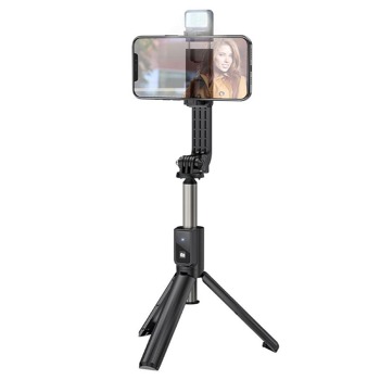 Selfie tyč s flexibilním tripodem Hoco K15 pro živé vysílání - Černá