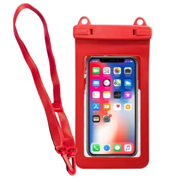 Univerzální, vodotěsný obal pro mobilní telefon - Červený