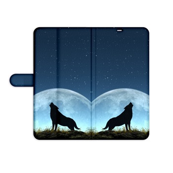 Knížkový obal pro mobil Samsung Galaxy J7 (2016) - Vyjící vlk