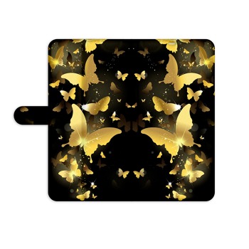 Knížkový obal na mobil iPhone 5 / 5S / SE - Zlatí motýlci