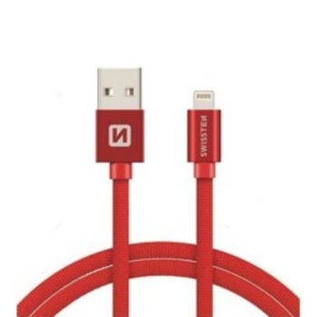Swissten nabíjecí kabel lightning pro iPhone - 1.2M, Červený