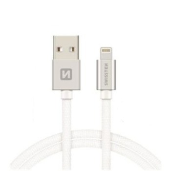 Swissten nabíjecí kabel lightning pro iPhone - 1.2M, Stříbrný