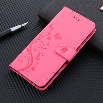 Knížkový obal na Sony Xperia X Compact - Květina s motýlky, Světle růžové