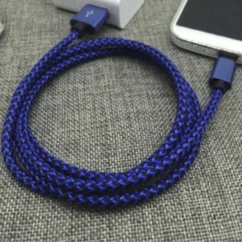 Kovový nabíjecí kabel USB Micro - modrý, 25cm