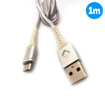 Kabel, rychlonabíjecí 2.4A, USB Micro - Stříbrný