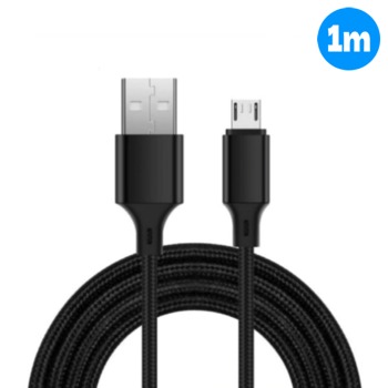 Kabel, rychlonabíjecí 2.1A, USB Micro - Černý, rovný 1m