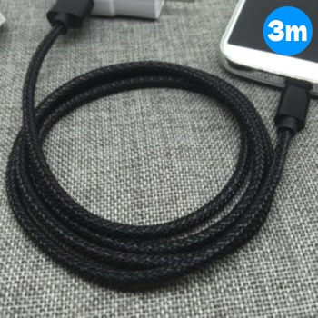 Kovový nabíjecí kabel USB-C - černý, 3m