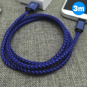 Kovový nabíjecí kabel USB-C - Modrý, 3m