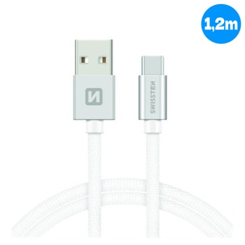 Swissten nabíjecí kabel lightning USB-C - 1.2M, Stříbrný