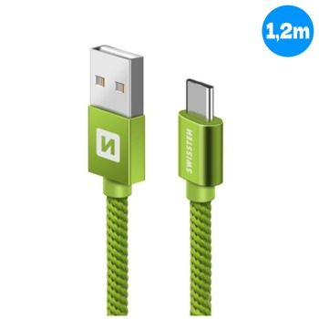 Swissten nabíjecí kabel USB-C - 1.2M, Zelený