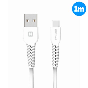 Swissten nabíjecí kabel USB-C - 1M, Bílý