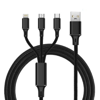 Rychlonabíjecí kabel 3v1, 5A - Černý