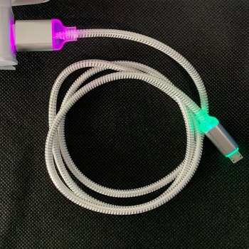 Rychlonabíjecí, svítící LED kabel 2,4A Lightning pro IPhone - Bílo-zelený, 1m