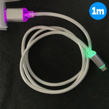 Rychlonabíjecí, svítící LED kabel 2,4A Lightning pro IPhone - Bílo-zelený, 1m