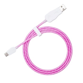 Svítící kabel USB-C - Růžový, 1m