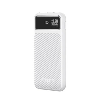 Awei P148K power banka se 3mi výstupy, 2x USB + USB-C - 10000 mAh, Bílá
