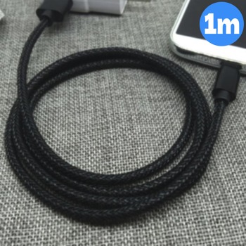 Kovový nabíjecí kabel USB-C - černý, 1m