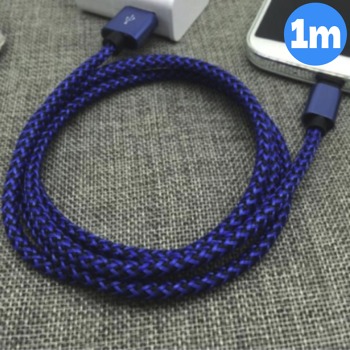 Kovový nabíjecí kabel USB-C - Modrý, 1m