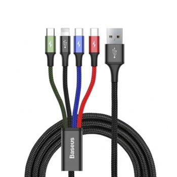 Baseus nabíjecí kabel 4 v 1 - Lightning, Micro USB, 2x USB-C, Černý