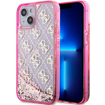 Kryt Guess Apple iPhone 14 Pink Hardcase Liquid Glitter 4G Transculent