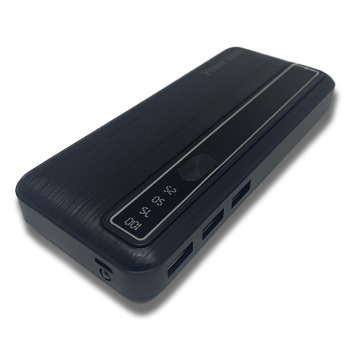 Cestovní mobilní power banka, 3x USB vstup - 30000 mAh, Černá
