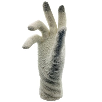 Silné dotykové zimní rukavice - Pletený vzor, bílé