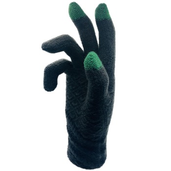 Silné dotykové zimní rukavice - Pletený vzor, zelené