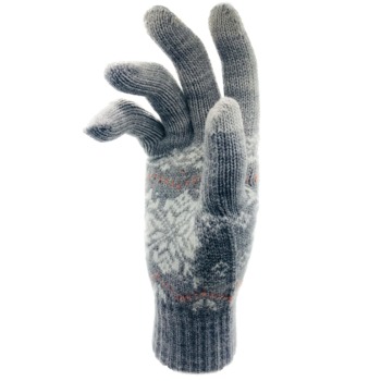 Silné dotykové zimní rukavice - Vzor s vločkou, šedé
