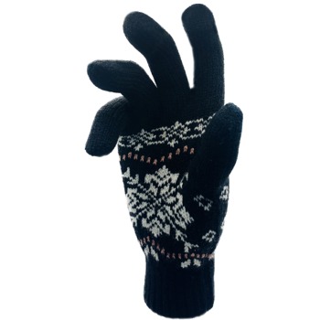 Silné dotykové zimní rukavice - Vzor s vločkou, černé