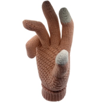 Silné dotykové zimní rukavice s pleteným vzorem - Růžové