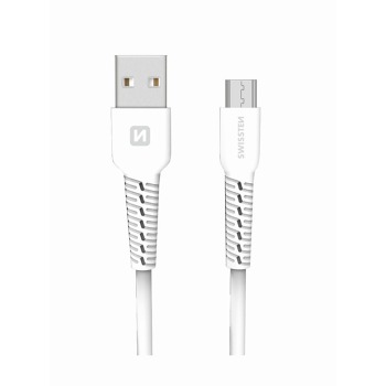 DATOVÝ KABEL SWISSTEN USB / MICRO USB 1,0 M BÍLÝ