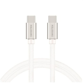 Swissten nabíjecí kabel USB-C / USB-C - 1.2M, Stříbrný