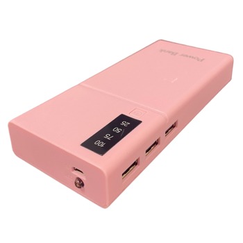 Mobilní power banka, 3x USB vstup - 30000 mAh, Růžová