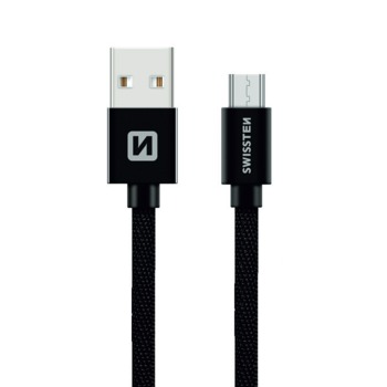 DATOVÝ KABEL SWISSTEN TEXTILE USB / MICRO USB 0,2 M ČERNÝ