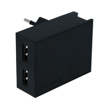 SWISSTEN SÍŤOVÝ ADAPTÉR SMART IC 2x USB 3A POWER + DATOVÝ KABEL USB / TYPE C 1,2 M ČERNÝ