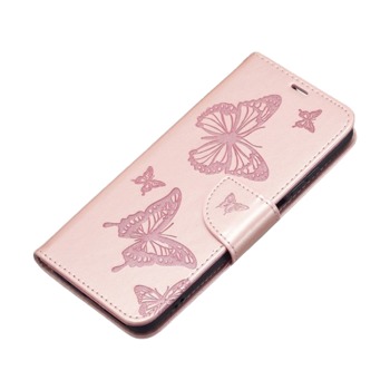 Knížkový obal pro Xiaomi Redmi Note 11 Pro 5G - Motýlci, Zlato-růžové 