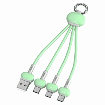 Rychlonabíjecí kabel 3v1 s kroužkem na klíče - Zelený