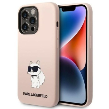 Kryt Karl Lagerfeld Apple iPhone 14 Pro Max HardCase Pink Silicone Choupette
