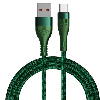 Nabíjecí kabel USB-C, textil - zelený, 3m