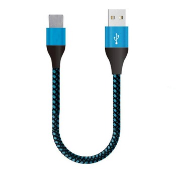 Rychlonabíjecí kabel USB-A/USB-C - Modrý, 25cm