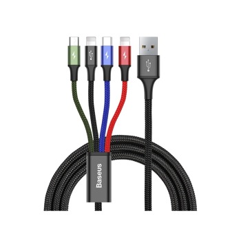 Baseus nabíjecí kabel 4 v 1 - 2x Lightning, Micro USB, USB-C - Černý