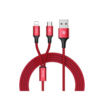 Baseus nabíjecí / datový kabel 2 v 1 Micro USB + Lightning 3A Rapid Series 1,2m červená