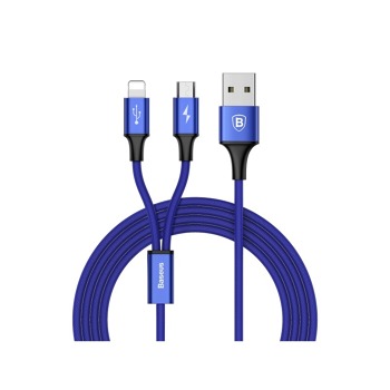 Baseus nabíjecí / datový kabel 2v1 Micro USB + Lightning 3A Rapid Series 1,2m tmavě modrá