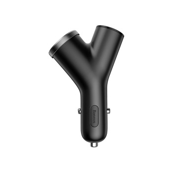 Baseus Y-Type nabíječka do automobilu 2x USB + rozšíření 1x 12/24V černá