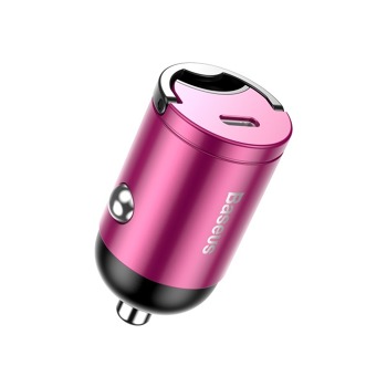 Baseus mini adaptér do automobilu USB-C QC 30W růžová