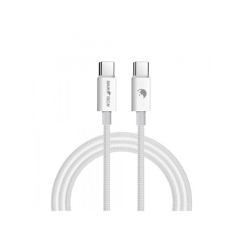 RhinoTech kabel s nylonovým opletem USB-C na USB-C 60W 1M bílá