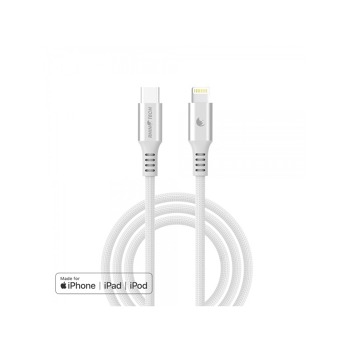 RhinoTech LITE MFi kabel s nylonovým opletem USB-C na Lightning 1.2m stříbrná (5ks)